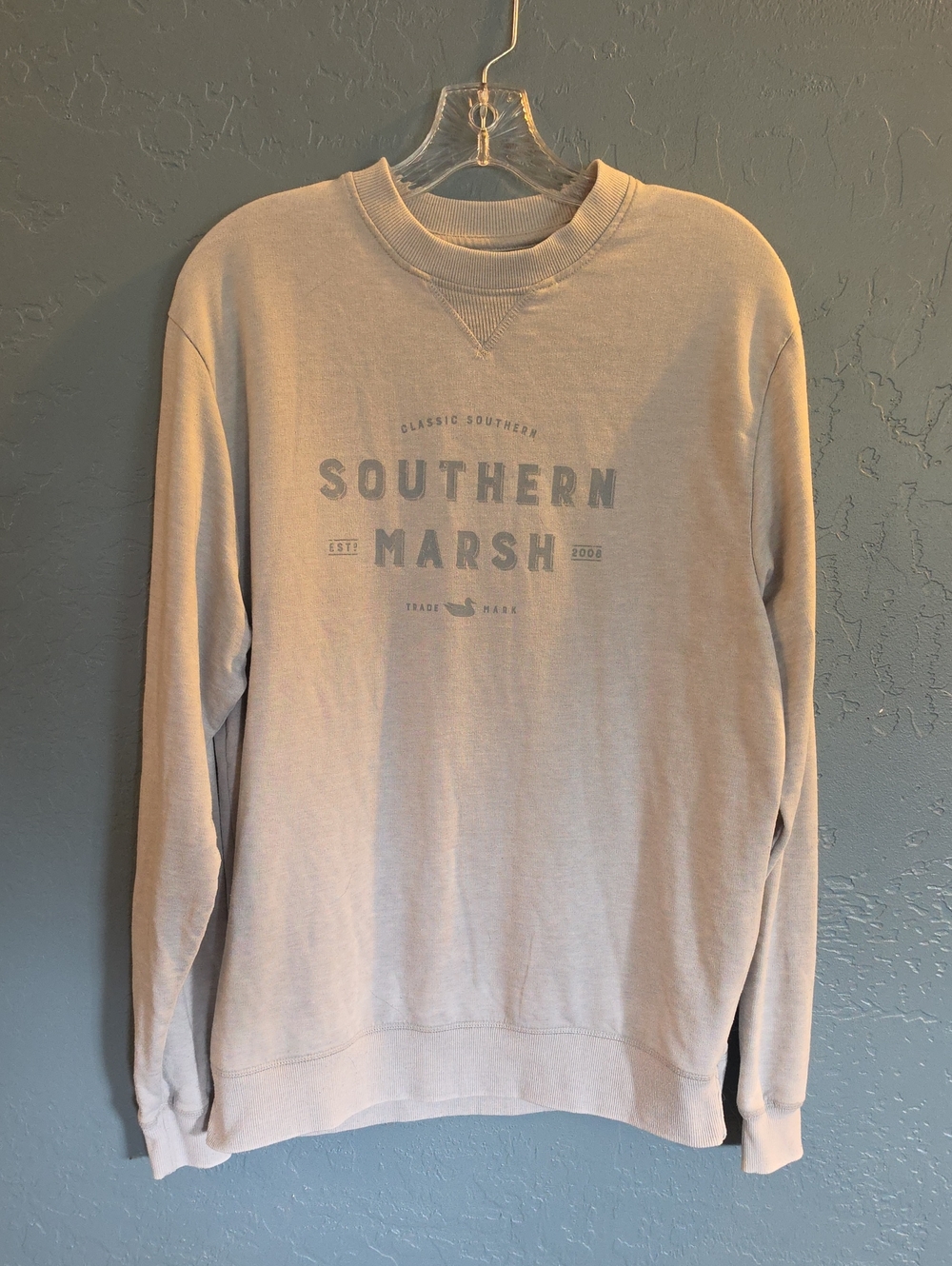 Southern Marsh Men's Light Beige Crewneck Sweatshirt with Logo